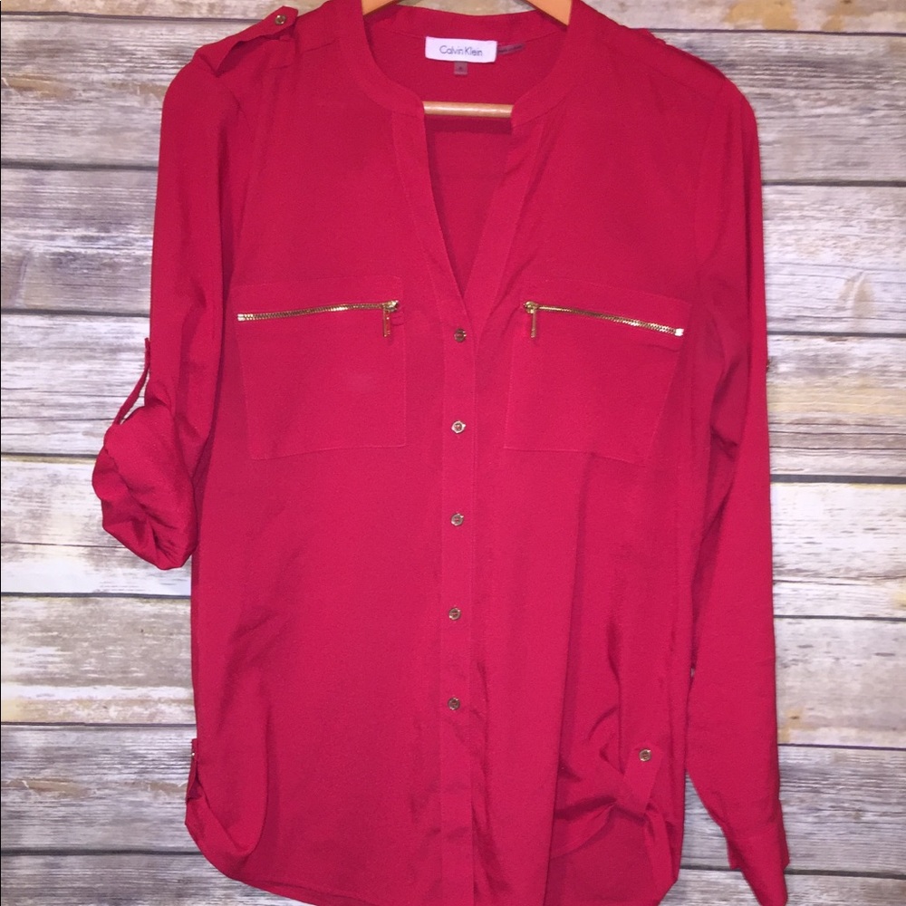Calvin Klein red blouse